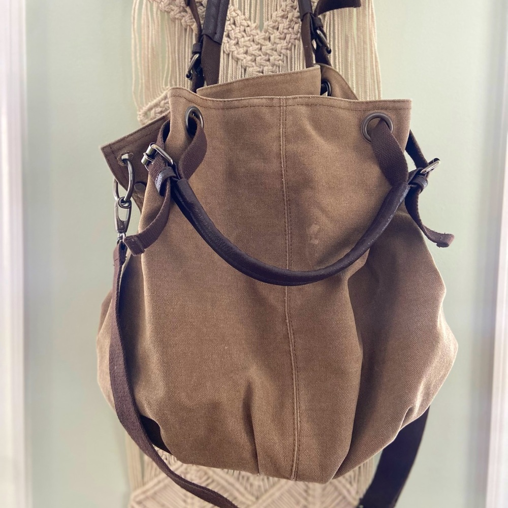 Khaki Canvas Tote Bag